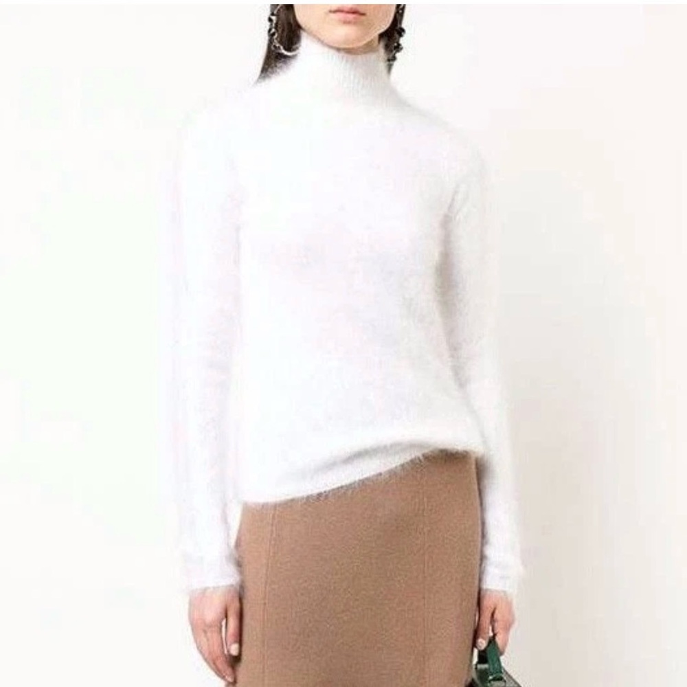 NWT ULLA JOHNSON Angora Wool Turtleneck Sweater Jumper Pullover Snow XS $425
